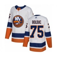 Men New York Islanders #75 Samuel Bolduc Authentic White Away Hockey Stitched Jersey