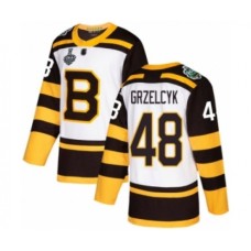 Men Boston Bruins #48 Matt Grzelcyk Authentic White Winter Classic 2019 Stanley Cup Final Bound Hockey Jersey