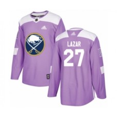 Men Buffalo Sabres #27 Curtis Lazar Authentic Purple Fights Cancer Practice Hockey Stitched Jersey