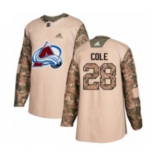 Men Adidas Colorado Avalanche #28 Ian Cole Authentic Camo Veterans Day Practice NHL Jersey