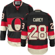 Men Reebok Ottawa Senators #28 Paul Carey Authentic Black Third NHL Jersey