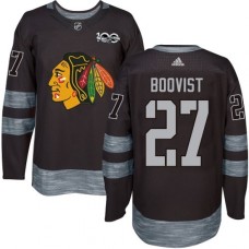 Men Adidas Chicago Blackhawks #27 Adam Boqvist Authentic Black 1917-2017 100th Anniversary NHL Jersey