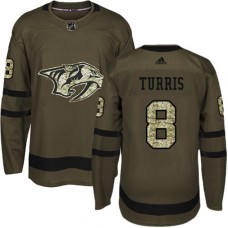 Men Adidas Nashville Predators #8 Kyle Turris Authentic Green Salute to Service NHL Jersey