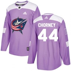 Men Adidas Columbus Blue Jackets #44 Taylor Chorney Authentic Purple Fights Cancer Practice NHL Jersey