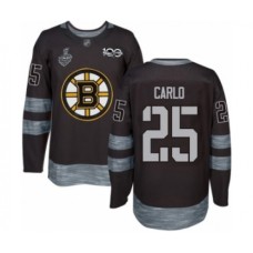 Men Boston Bruins #25 Brandon Carlo Authentic Black 1917-2017 100th Anniversary 2019 Stanley Cup Final Bound Hockey Jersey