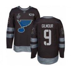 Men St. Louis Blues #9 Doug Gilmour Authentic Black 1917-2017 100th Anniversary 2019 Stanley Cup Final Bound Hockey Jersey