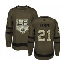 Men Los Angeles Kings #21 Mario Kempe Authentic Green Salute to Service Hockey Stitched Jersey