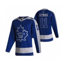 Men Toronto Maple Leafs #11 Zach Hyman Blue 2020-21 Reverse Retro Alternate Hockey Stitched Jersey