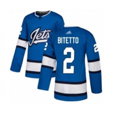 Men Winnipeg Jets #2 Anthony Bitetto Premier Blue Alternate Hockey Stitched Jersey