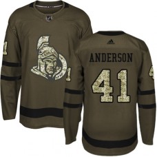 Men Adidas Ottawa Senators #41 Craig Anderson Authentic Green Salute to Service NHL Jersey