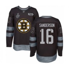 Men Boston Bruins #16 Derek Sanderson Authentic Black 1917-2017 100th Anniversary 2019 Stanley Cup Final Bound Hockey Jersey