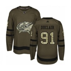 Men Adidas Columbus Blue Jackets #91 Anthony Duclair Authentic Green Salute to Service NHL Jersey