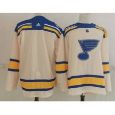 Men St Louis Blues Blank Cream 2022 Winter Classic Authentic Stitched Jersey