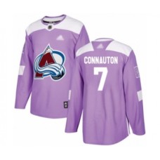 Men Colorado Avalanche #7 Kevin Connauton Authentic Purple Fights Cancer Practice Hockey Stitched Jersey