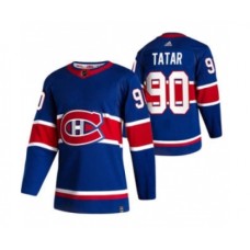 Men Montreal Canadiens #90 Tomas Tatar Blue 2020-21 Reverse Retro Alternate Hockey Stitched Jersey