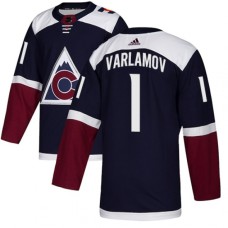 Men Adidas Colorado Avalanche #1 Semyon Varlamov Authentic Navy Blue Alternate NHL Jersey