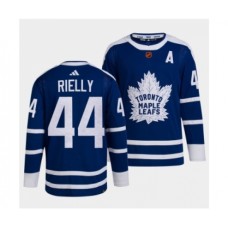 Men Toronto Maple Leafs Black #44 Morgan Rielly Blue 2022 Reverse Retro Stitched Jersey