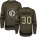 Men Adidas Winnipeg Jets #30 Laurent Brossoit Premier Green Salute to Service NHL Jersey