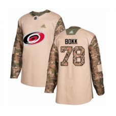 Men Carolina Hurricanes #78 Dominik Bokk Authentic Camo Veterans Day Practice Hockey Stitched Jersey