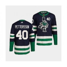 Men Vancouver Canucks #40 Elias Pettersson Navy 2022 Reverse Retro Stitched Jersey