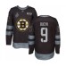 Men Boston Bruins #9 Johnny Bucyk Authentic Black 1917-2017 100th Anniversary 2019 Stanley Cup Final Bound Hockey Jersey