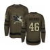 Men San Jose Sharks #46 Nicolas Meloche Authentic Green Salute to Service Hockey Stitched Jersey