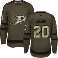 Men Adidas Anaheim Ducks #20 Pontus Aberg Green Salute to Service Stitched NHL Jersey