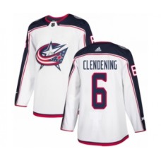 Men Adidas Columbus Blue Jackets #6 Adam Clendening Authentic White Away NHL Jersey