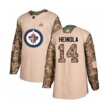 Men Winnipeg Jets #14 Ville Heinola Authentic Camo Veterans Day Practice Hockey Stitched Jersey