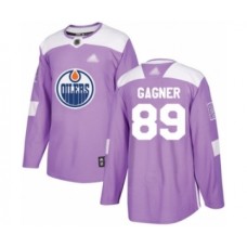 Men Edmonton Oilers #89 Sam Gagner Authentic Purple Fights Cancer Practice Hockey Stitched Jersey