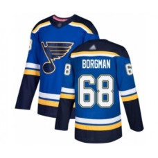 Men St. Louis Blues #68 Andreas Borgman Authentic Royal Blue Home Hockey Stitched Jersey