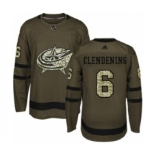 Men Adidas Columbus Blue Jackets #6 Adam Clendening Authentic Green Salute to Service NHL Jersey