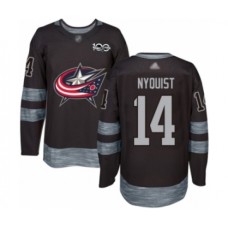 Men Columbus Blue Jackets #14 Gustav Nyquist Authentic Black 1917-2017 100th Anniversary Hockey Stitched Jersey