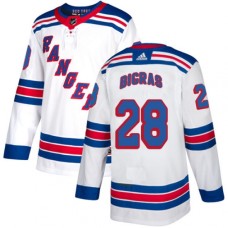 Men Adidas New York Rangers #28 Chris Bigras Authentic White Away NHL Jersey