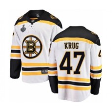 Men Boston Bruins #47 Torey Krug Authentic White Away Fanatics Branded Breakaway 2019 Stanley Cup Final Bound Hockey Jersey