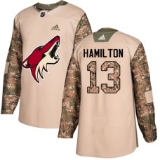 Men Adidas Arizona Coyotes #13 Freddie Hamilton Authentic Camo Veterans Day Practice NHL Jersey