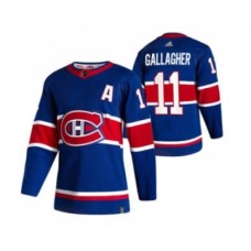 Men Montreal Canadiens #11 Brendan Gallagher Blue 2020-21 Reverse Retro Alternate Hockey Stitched Jersey