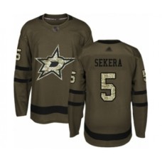 Men Dallas Stars #5 Andrej Sekera Authentic Green Salute to Service Hockey Stitched Jersey