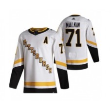 Men Pittsburgh Penguins #71 Evgeni Malkin White 2020-21 Reverse Retro Alternate Hockey Stitched Jersey