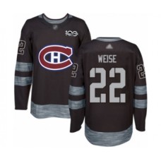 Men Montreal Canadiens #22 Dale Weise Authentic Black 1917-2017 100th Anniversary Hockey Stitched Jersey