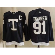 Men Toronto Maple Leafs 91 John Tavares Navy 2022 NHL Heritage Classic Adidas Stitched Jersey