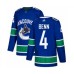 Men Vancouver Canucks #4 Jordie Benn Authentic Blue Home Hockey Stitched Jersey