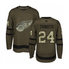 Men Detroit Red Wings #24 Antti Tuomisto Authentic Green Salute to Service Hockey Stitched Jersey