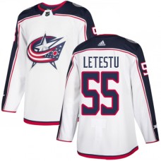 Men Adidas Columbus Blue Jackets #55 Mark Letestu Authentic White Away NHL Jersey