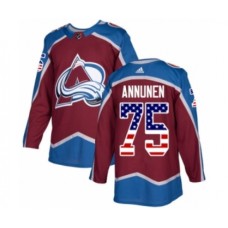 Men Adidas Colorado Avalanche #75 Justus Annunen Authentic Burgundy Red USA Flag Fashion NHL Jersey