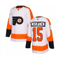 Men Philadelphia Flyers #15 Matt Niskanen Authentic White Away Hockey Stitched Jersey