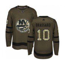 Men New York Islanders #10 Derick Brassard Authentic Green Salute to Service Hockey Stitched Jersey