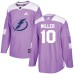 Men Adidas Tampa Bay Lightning #10 J.T. Miller Authentic Purple Fights Cancer Practice NHL Jersey