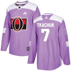 Men Adidas Ottawa Senators #7 Brady Tkachuk Authentic Purple Fights Cancer Practice NHL Jersey