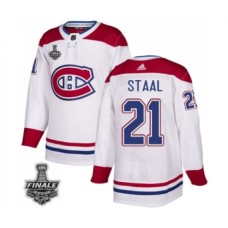 Men Adidas Canadiens #21 Eric Staal White Road Authentic 2021 Stanley Cup Stitched Jersey